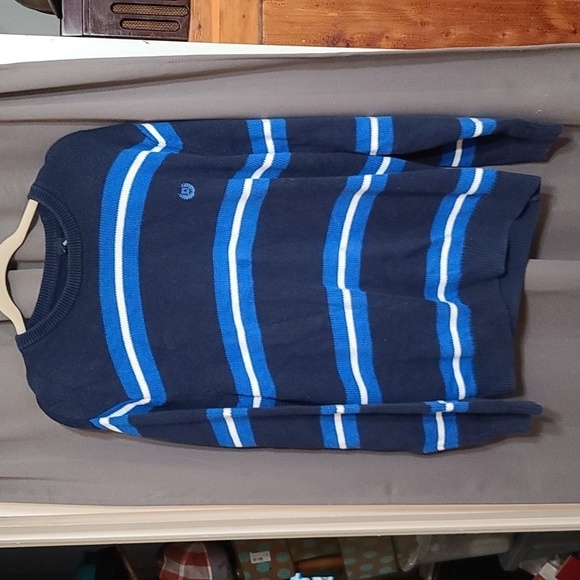 CHAPS Mens Sweater Blue White Striped Crew Neck Size XL GUC - Picture 1 of 9